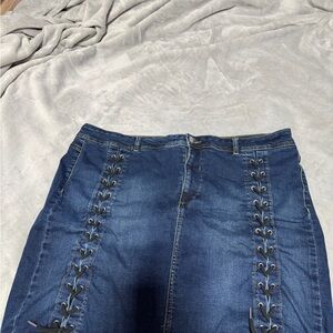 Love & Legend Dark Blue Lace-Up Jeans